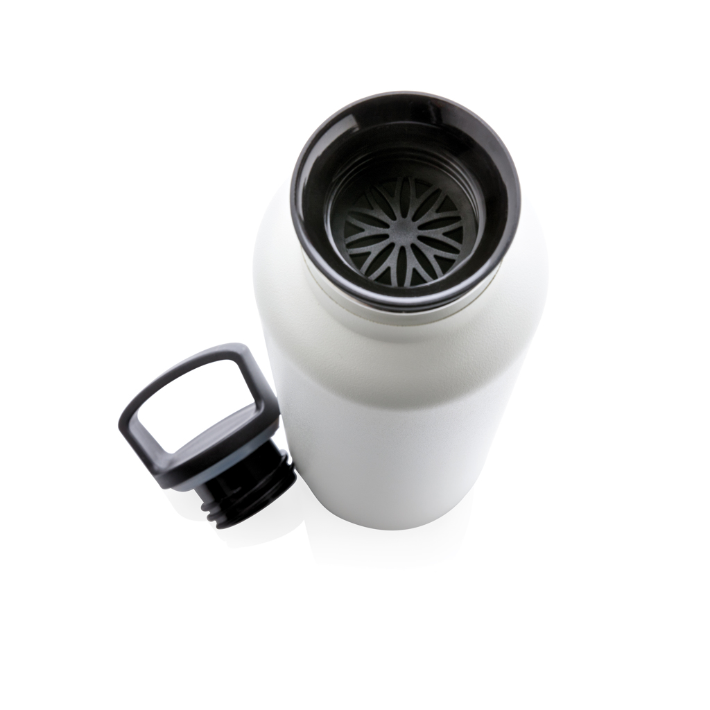 Edelstahl Isolierflasche 600 ml mit Teefilter – off white