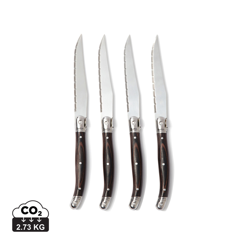 VINGA Gigaro Fleischmesser-Set, 4-teilig, Edelstahl mit Holzgriff