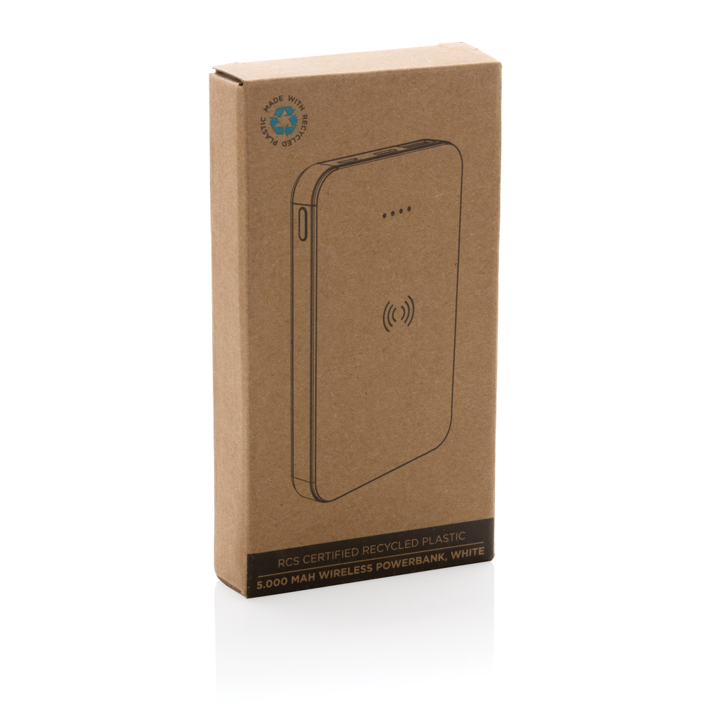 XD Collection Wireless Powerbank 5.000 mAh aus RCS-recyceltem ABS, mit Logo veredelbar