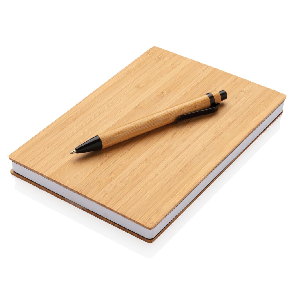 A5 Bambus Notizbuch mit Bambusstift, FSC-Mix, bedruckbar A5 Bambus Notizbuch mit Bambusstift, FSC-Mix, bedruckbar