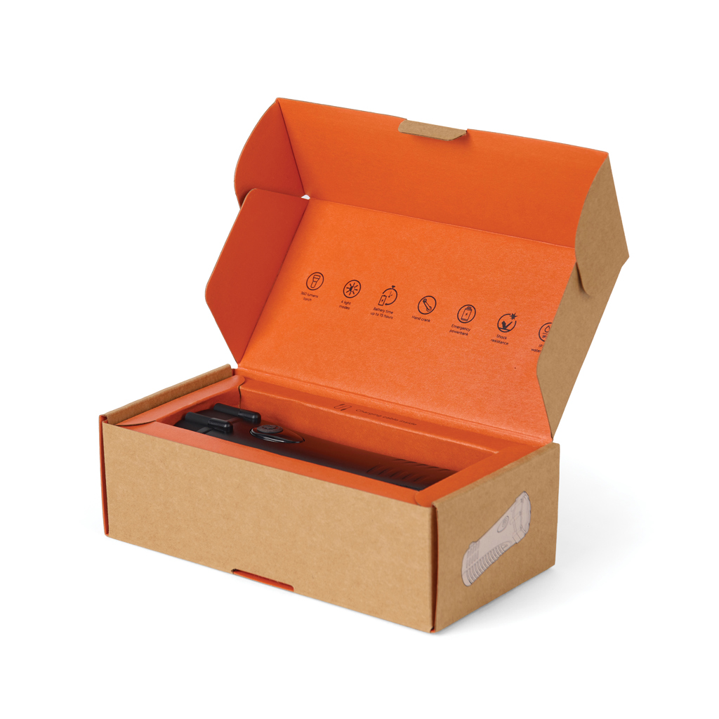 Nordic Drift Everest IPX8 Kurbel-Taschenlampe mit Powerbank, mit Logo bedruckbar