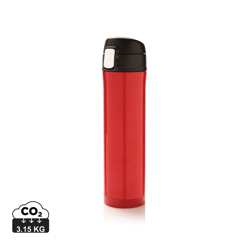 XD Collection Easy Lock Vakuum-Thermosflasche 450 ml Edelstahl rot mit Logo XD Collection Easy Lock Vakuum-Thermosflasche 450 ml Edelstahl rot mit Logo
