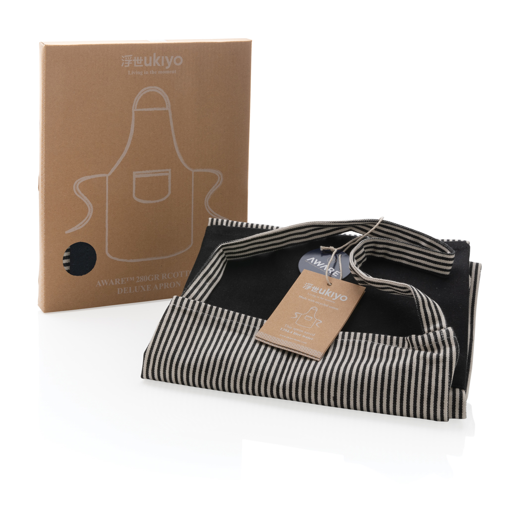 Ukiyo Aware 280gr rCotton Deluxe Schürze, recycelte Baumwolle, schwarz, bedruckbar