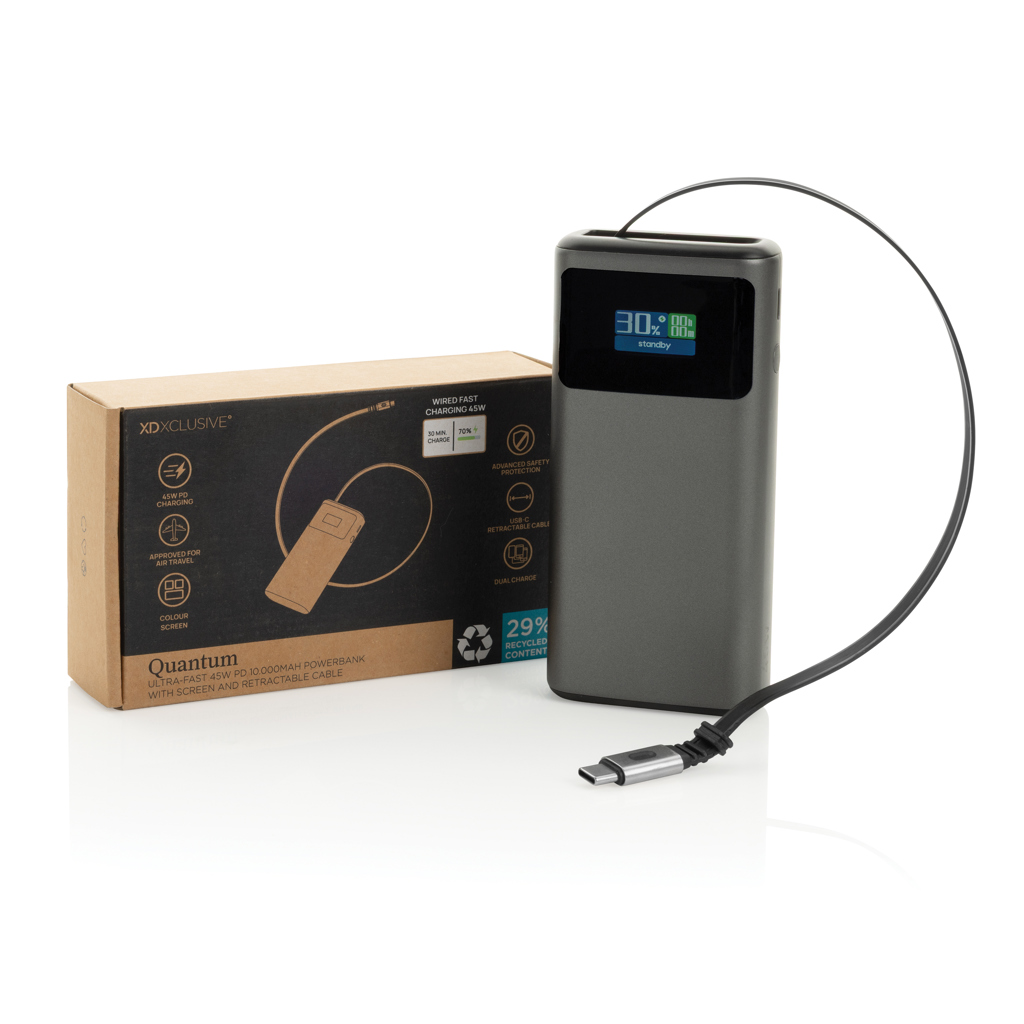 XD Xclusive Quantum RCS Powerbank 10.000mAh 45W mit TFT-Display, bedruckbar