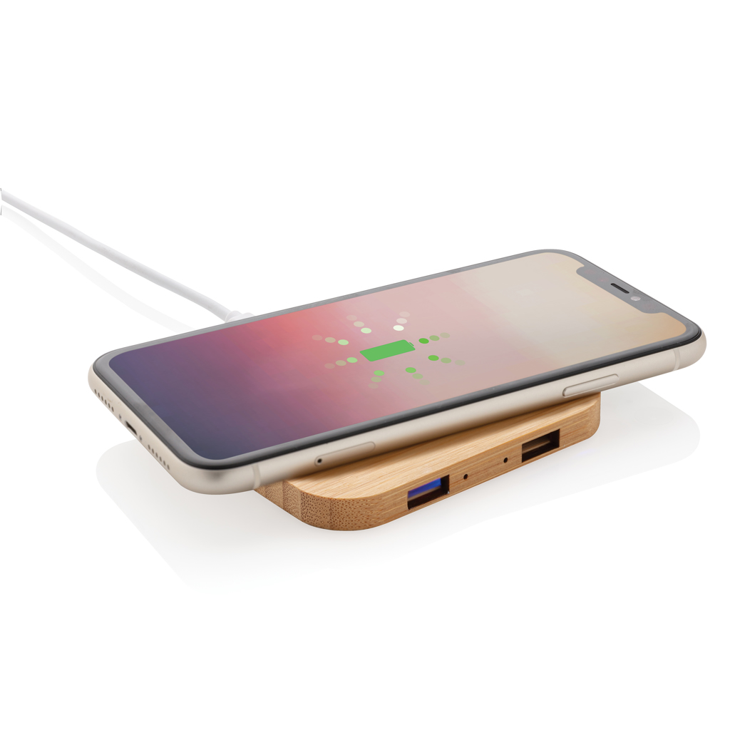 BambooCharge 5W Wireless mit USB – Elegantes Werbegeschenk für Events BambooCharge 5W Wireless mit USB – Elegantes Werbegeschenk für Events