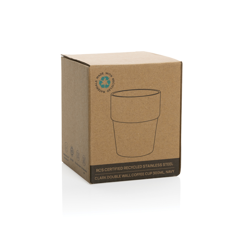 Clark Doppelwandige RCS Kaffeetasse 300 ml aus recyceltem Edelstahl
