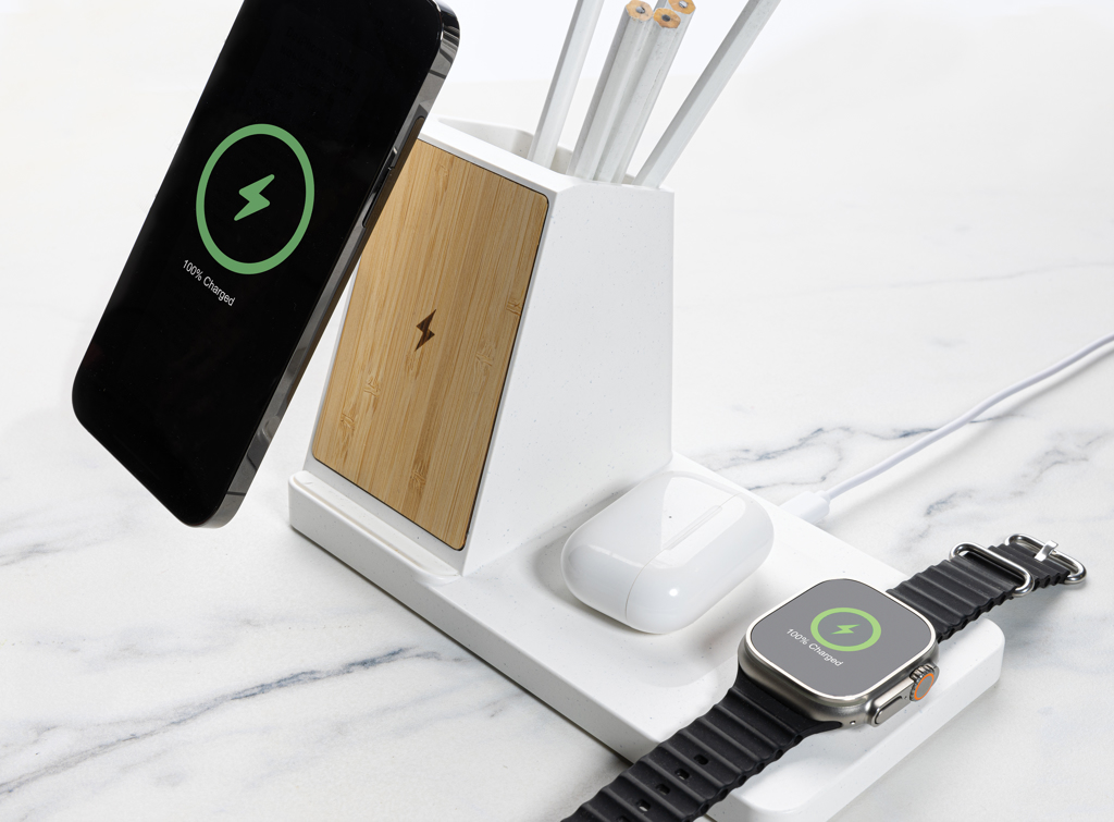 BambooCharge Pro 15W Triple Power Hub – Ideales Werbegeschenk für Events
