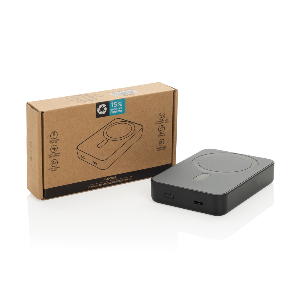 Amporia Powerbank 10.000 mAh magnetisch (RCS recyceltes ABS)