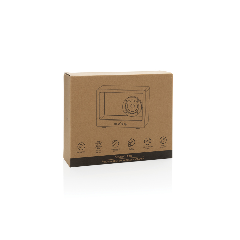 XD Collection Soundclear transparenter 5W Wireless Lautsprecher mit RGB-Licht, mit Logo