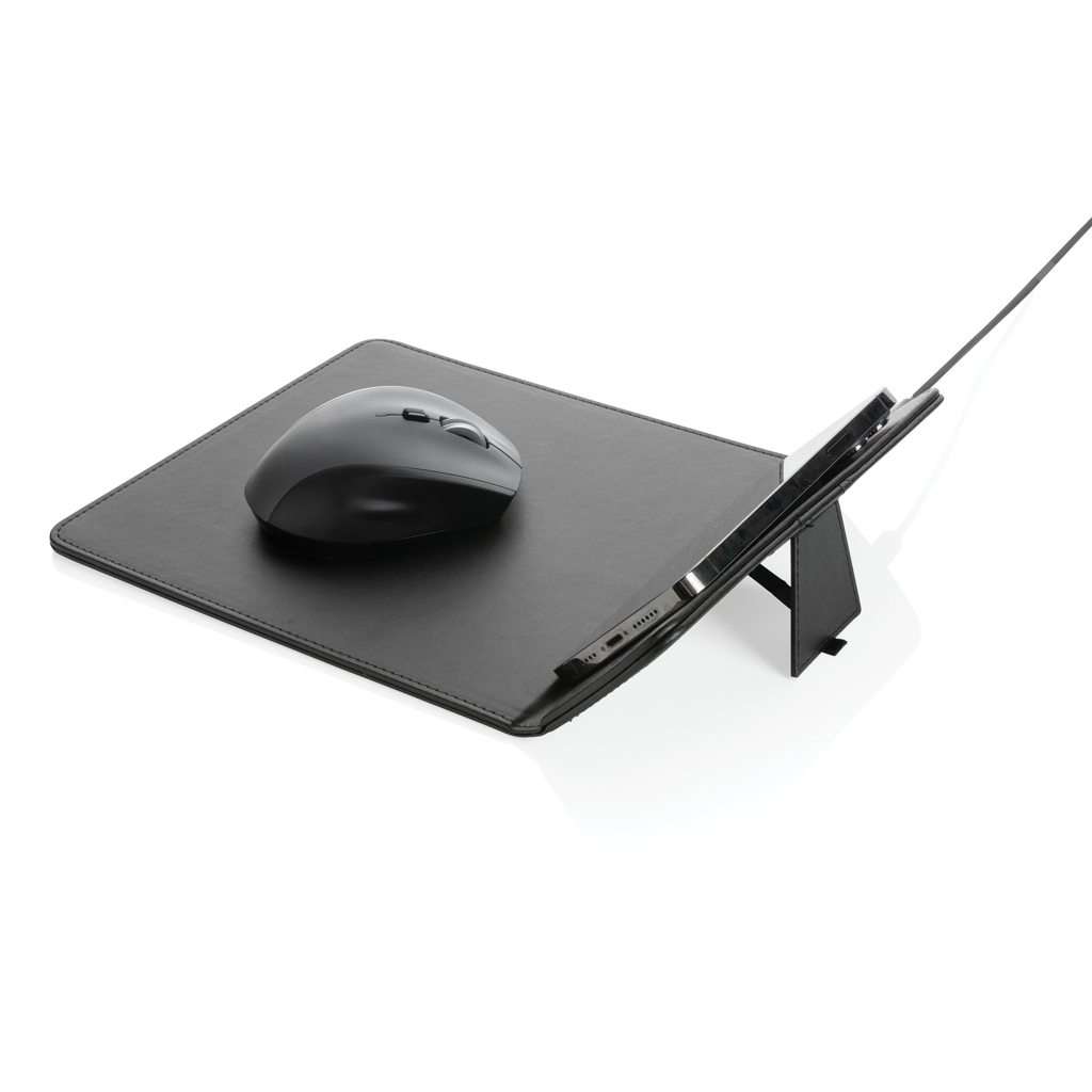 Swiss Peak Mauspad mit 10W Wireless-Charger, PU recycelt Swiss Peak Mauspad mit 10W Wireless-Charger, PU recycelt