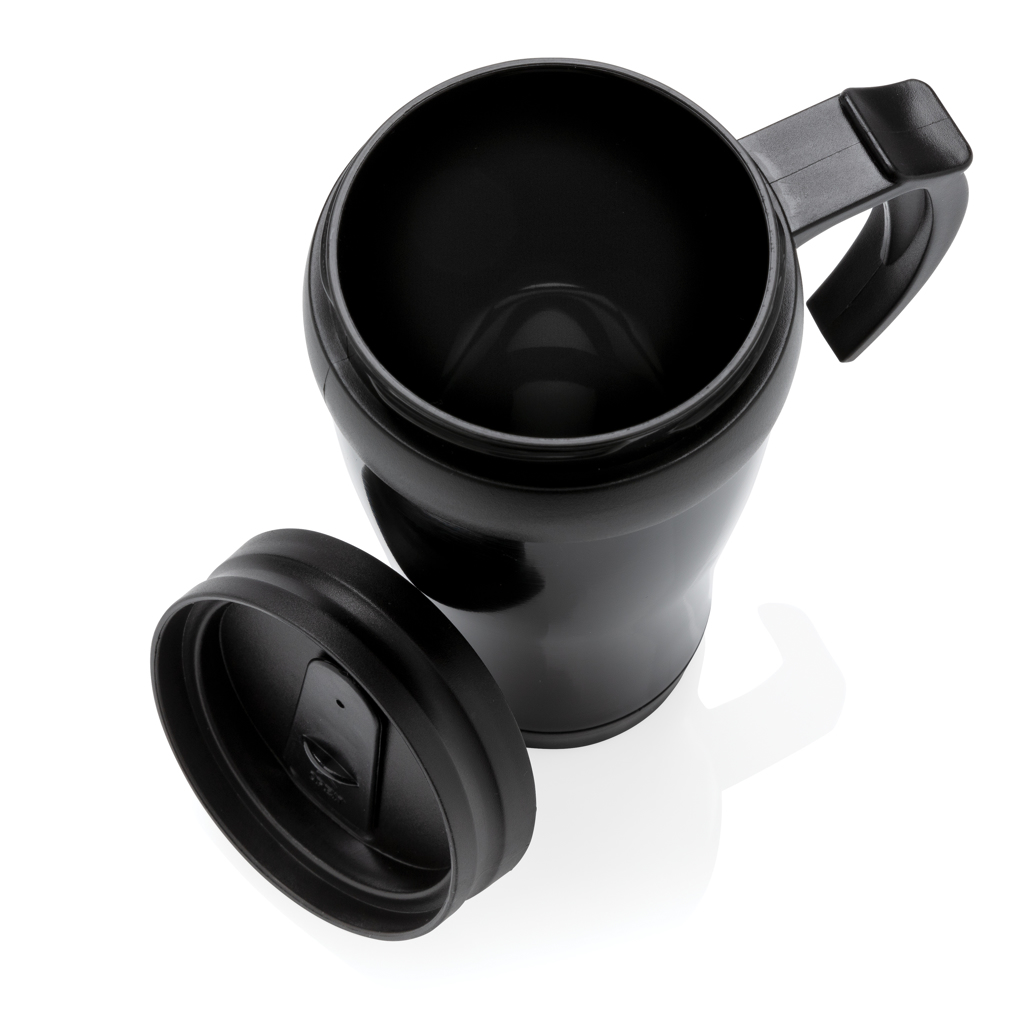 XD Collection Edelstahlbecher 350 ml mit Schiebedeckel, schwarz