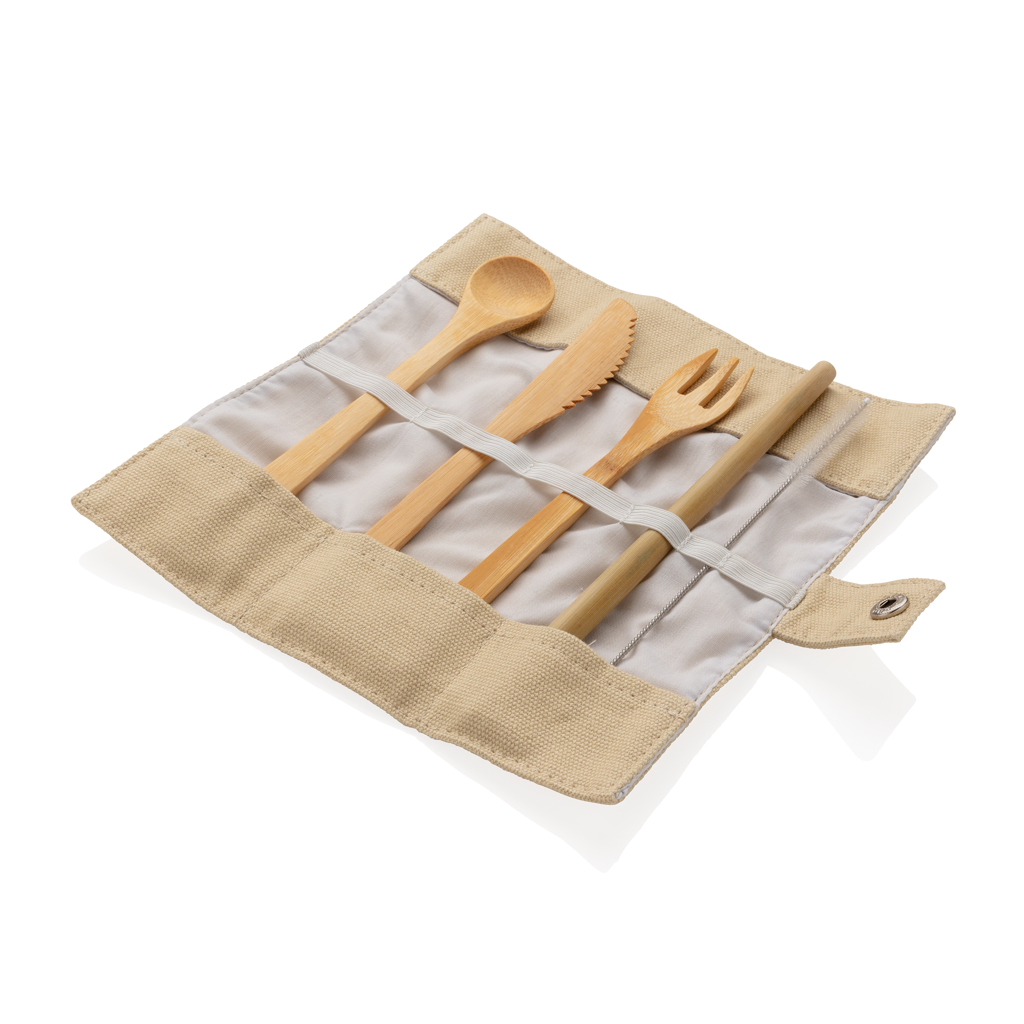 XD Collection Bambus Reisebesteck-Set 5-teilig mit Canvas-Tasche, bedruckbar XD Collection Bambus Reisebesteck-Set 5-teilig mit Canvas-Tasche, bedruckbar