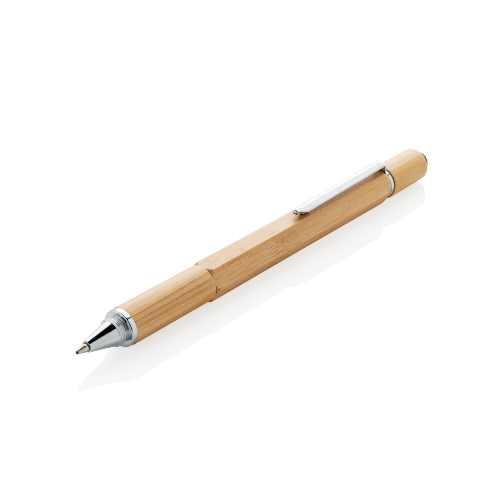 XD Collection 5-in-1 Bambus Tool-Stift mit Lineal, Wasserwaage und Stylus
