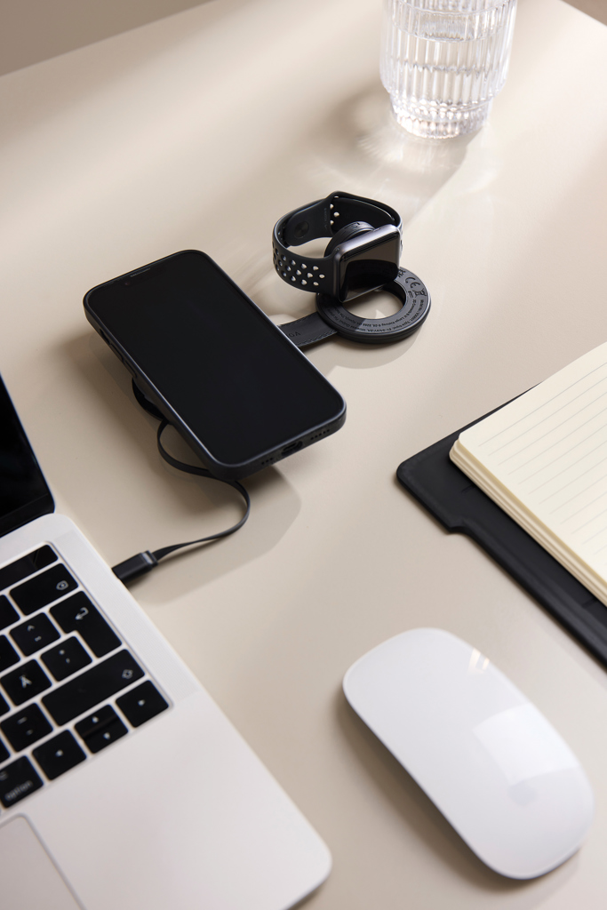 VINGA Baltimore 2-in-1 Wireless Charger 15W aus recyceltem ABS/PU VINGA Baltimore 2-in-1 Wireless Charger 15W aus recyceltem ABS/PU