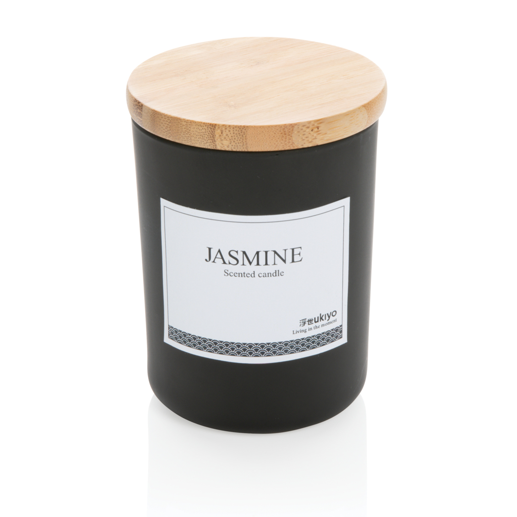 Ukiyo Deluxe Duftkerze mit Bambusdeckel, Jasmin im Glas