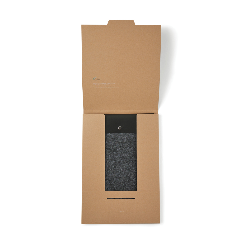 VINGA Albon Laptophülle 15 Zoll aus GRS-recyceltem Filz mit PU-Klappe