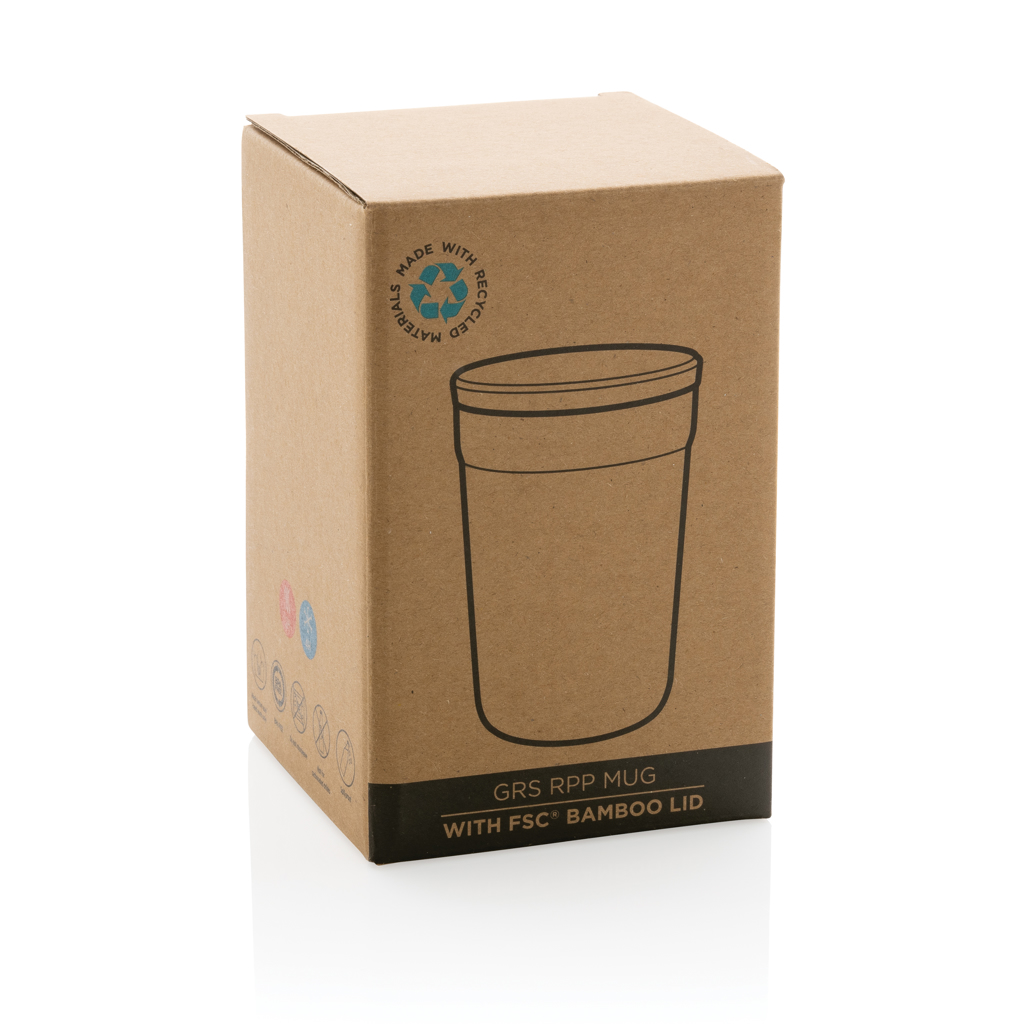 Becher PURE, weiß – Elegantes Event-Geschenk mit Bambusdeckel