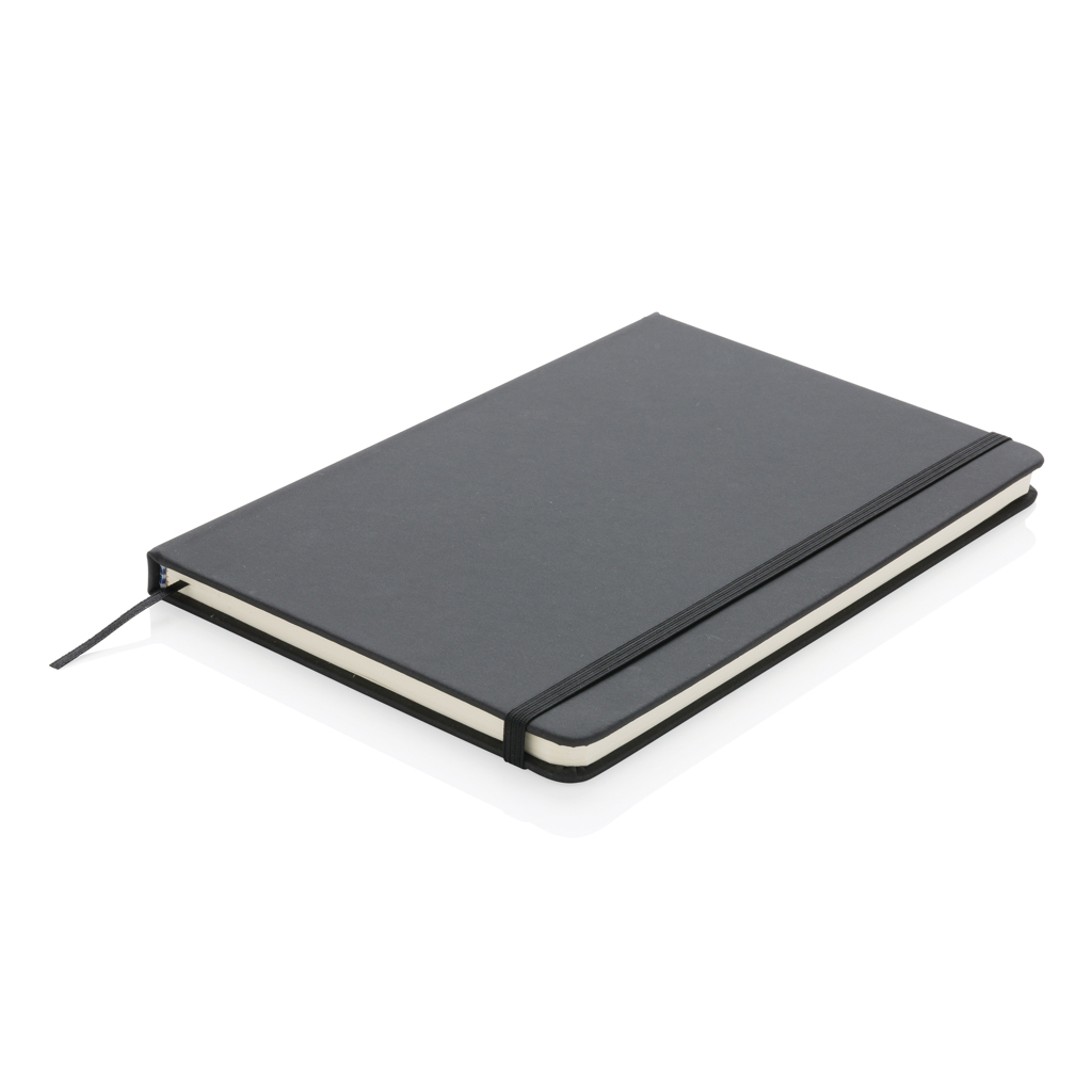 XD Collection A5 Notizbuch mit PU-Hardcover, liniert, schwarz – mit Logo veredelbar