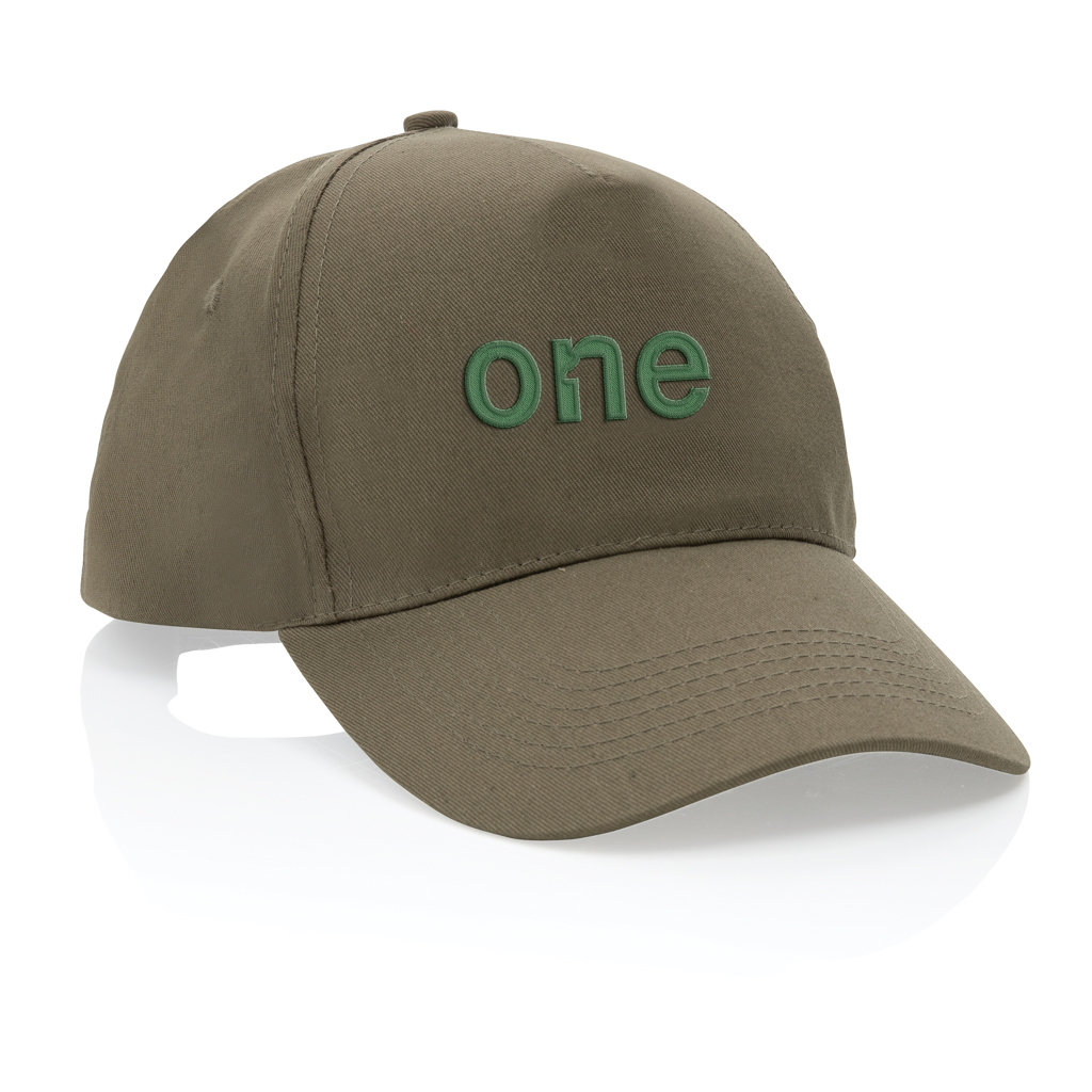 Impact 5-Panel Cap aus recyceltem Baumwoll-Polyester-Twill mit AWARE Tracer – bedruckbar