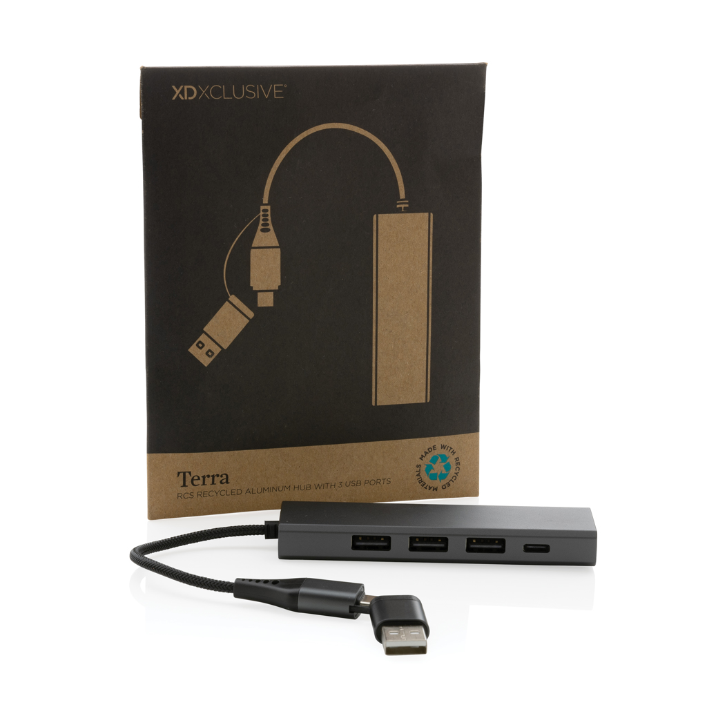 TerraHub Aluminium USB-Adapter 3-in-1 für Events und Kundenbindung TerraHub Aluminium USB-Adapter 3-in-1 für Events und Kundenbindung