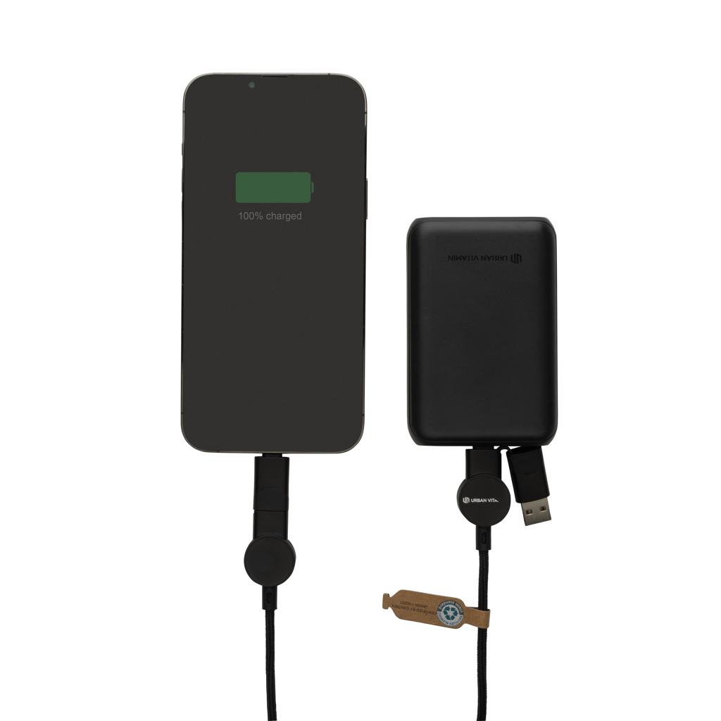 Oakland 6-in-1 Schnellladekabel RCS PET TPE 45W Werbegeschenk mit Logo Oakland 6-in-1 Schnellladekabel RCS PET TPE 45W Werbegeschenk mit Logo