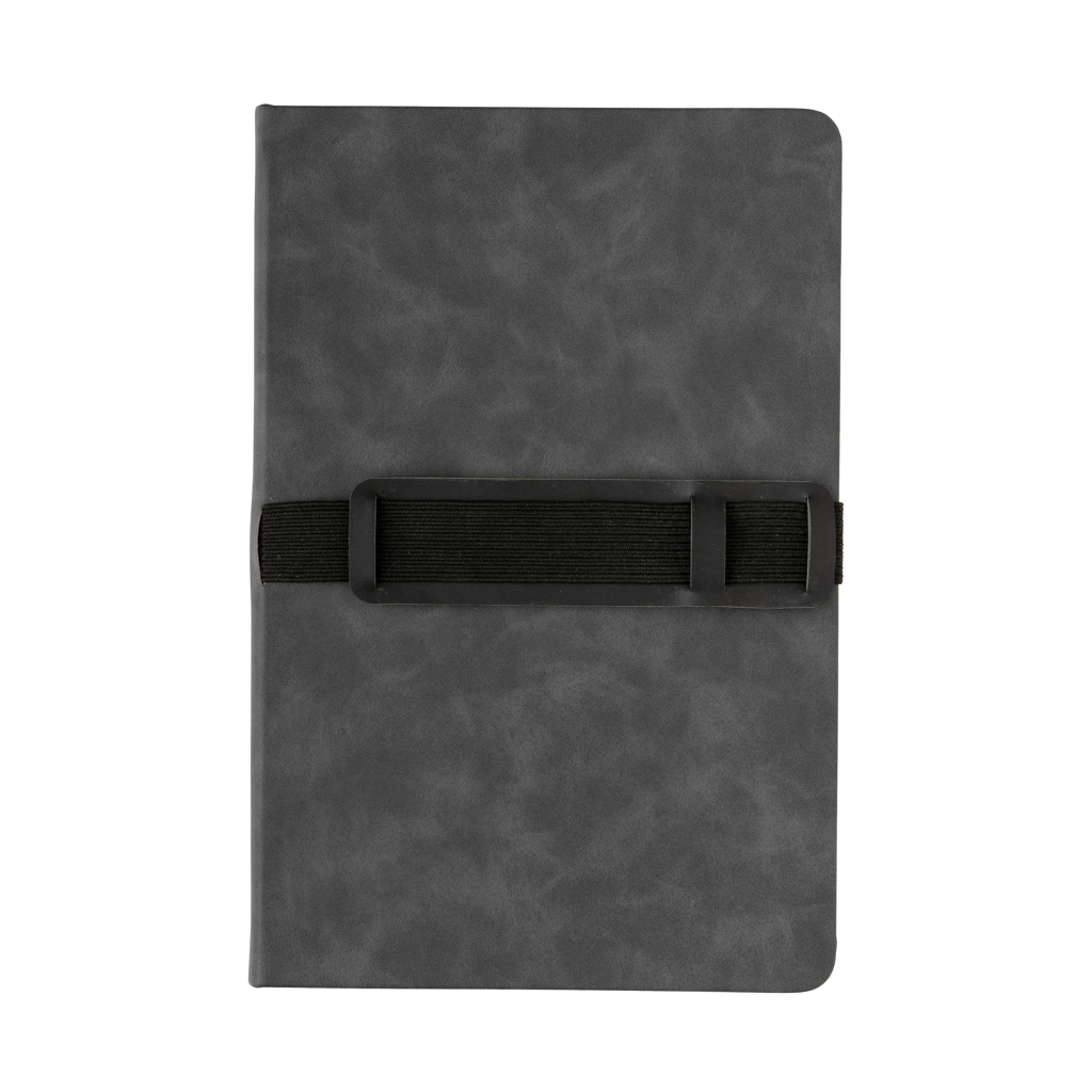 Business Hardcover Notizbuch mit Stift-/Handyhalter, grau