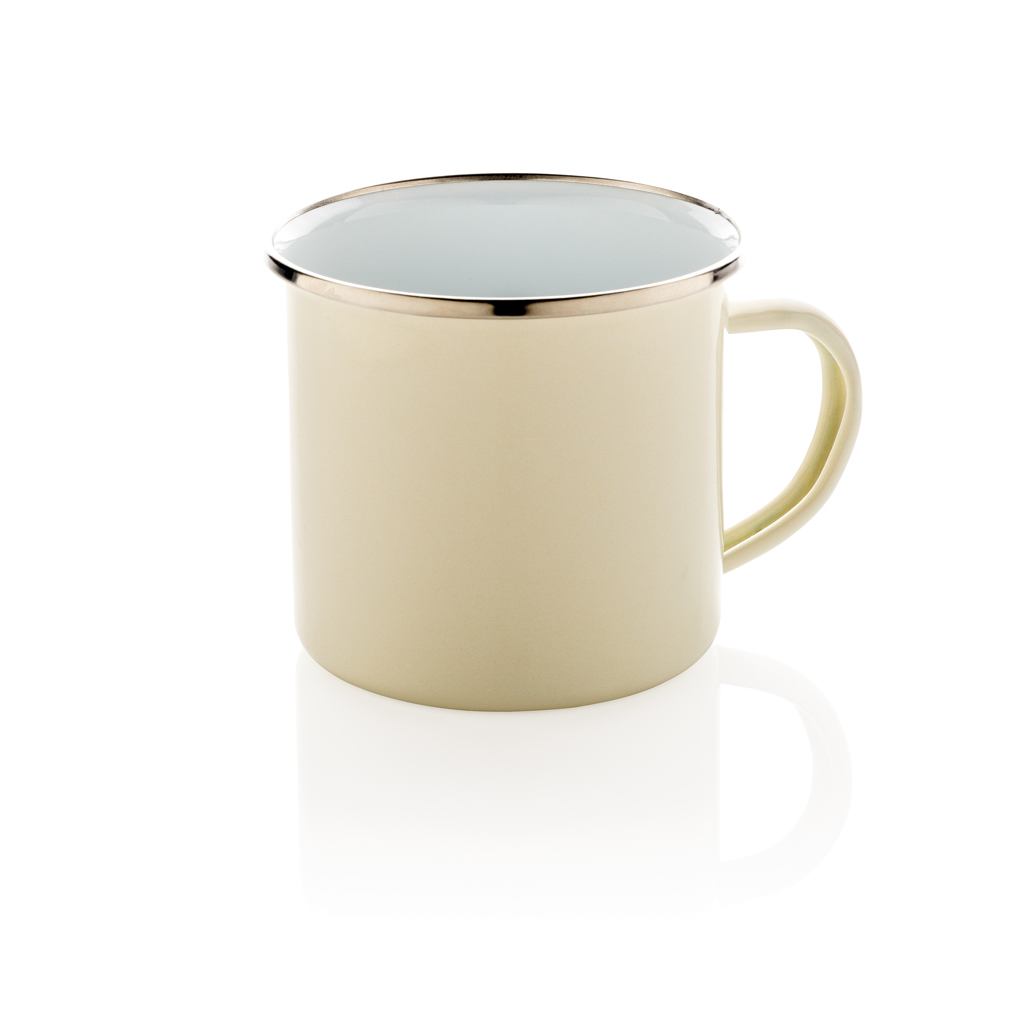 Leichter Emaille Becher 350 ml aus Kohlenstoffstahl – Weiß