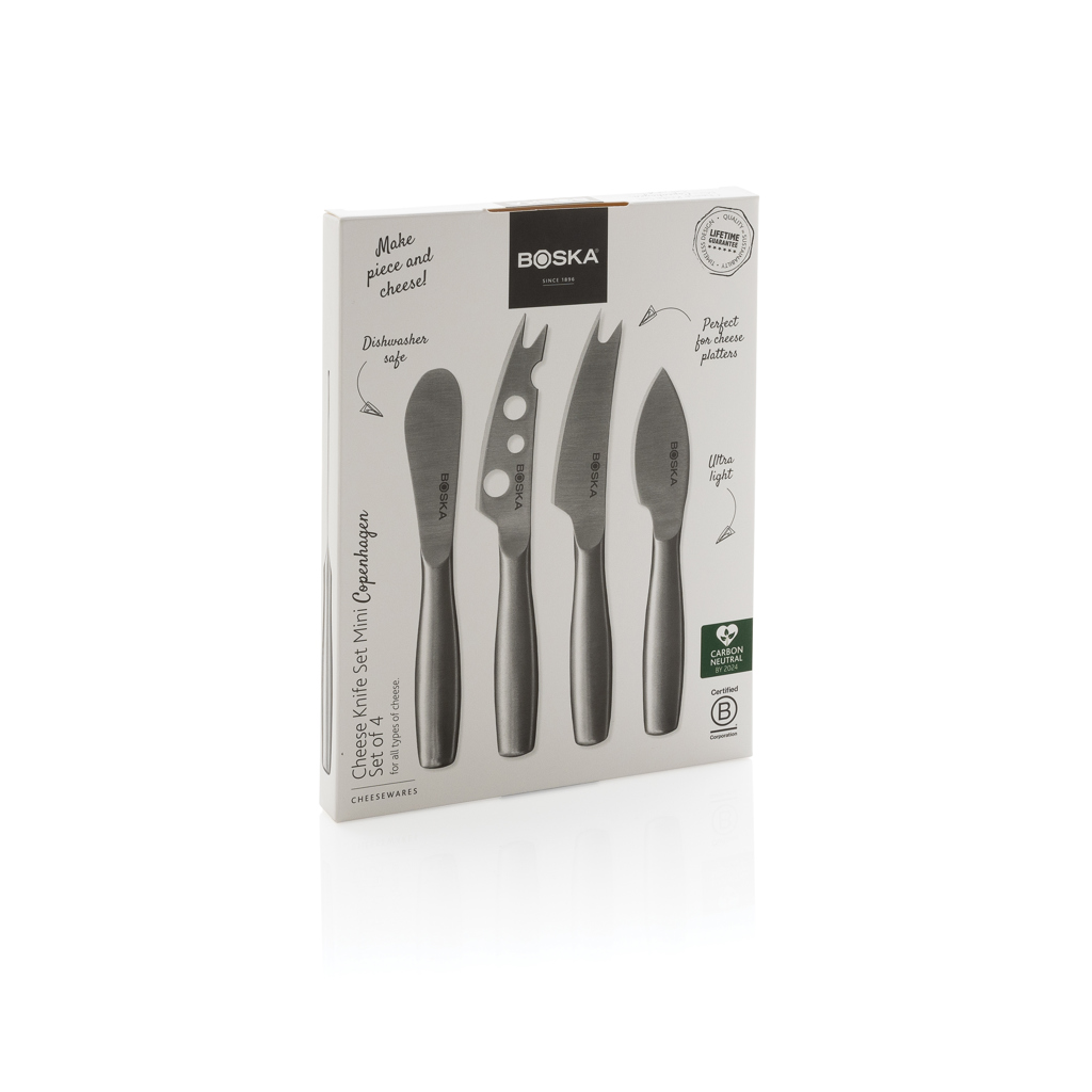BOSKA Käsemesserset Mini Copenhagen – 4 Edelstahlmesser für harten, weichen und streichfähigen Käse