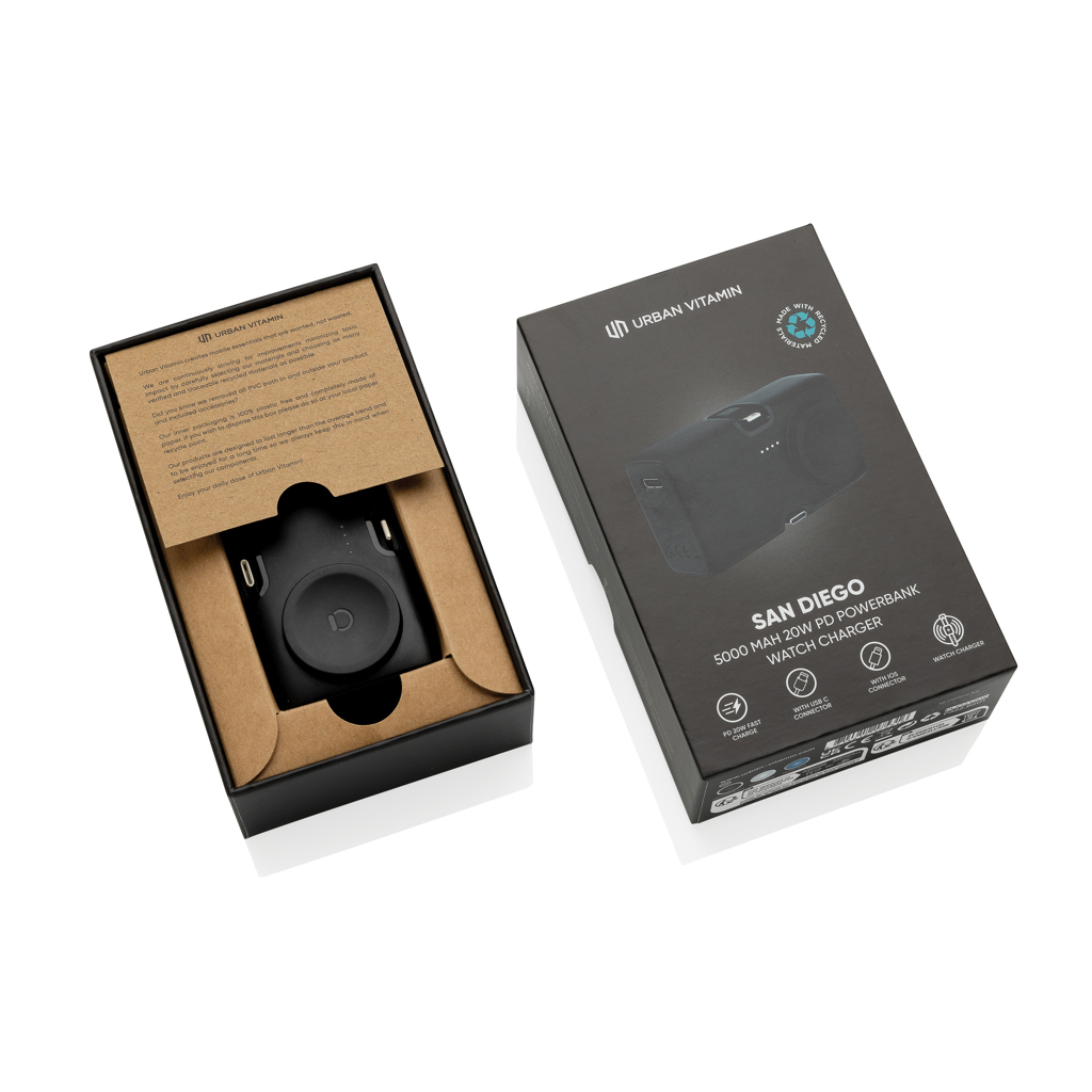 Urban Vitamin San Diego 20W PD Powerbank mit Apple Watch Ladegerät — bedruckbar Urban Vitamin San Diego 20W PD Powerbank mit Apple Watch Ladegerät — bedruckbar