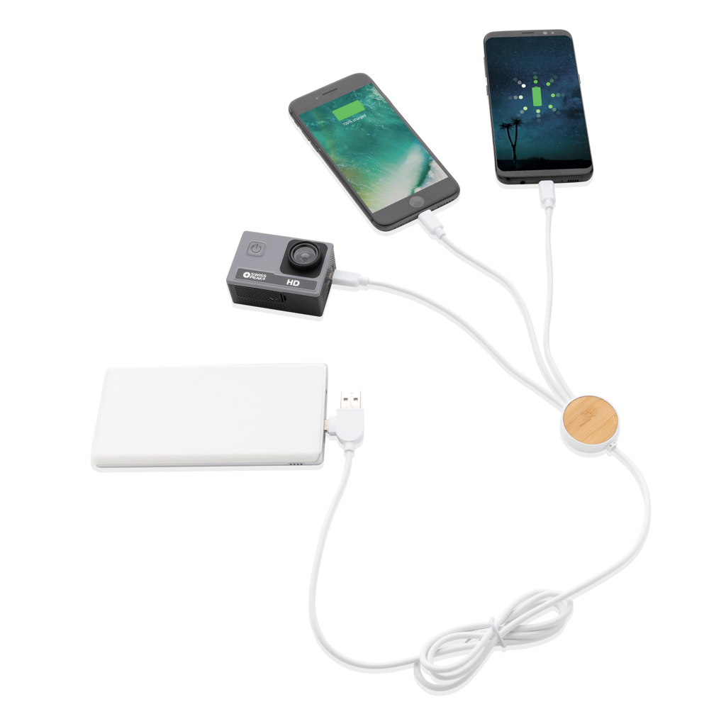 Ontario 6-in-1 Multikabel aus Recyclingmaterial – Vielseitiges Werbegeschenk für Events