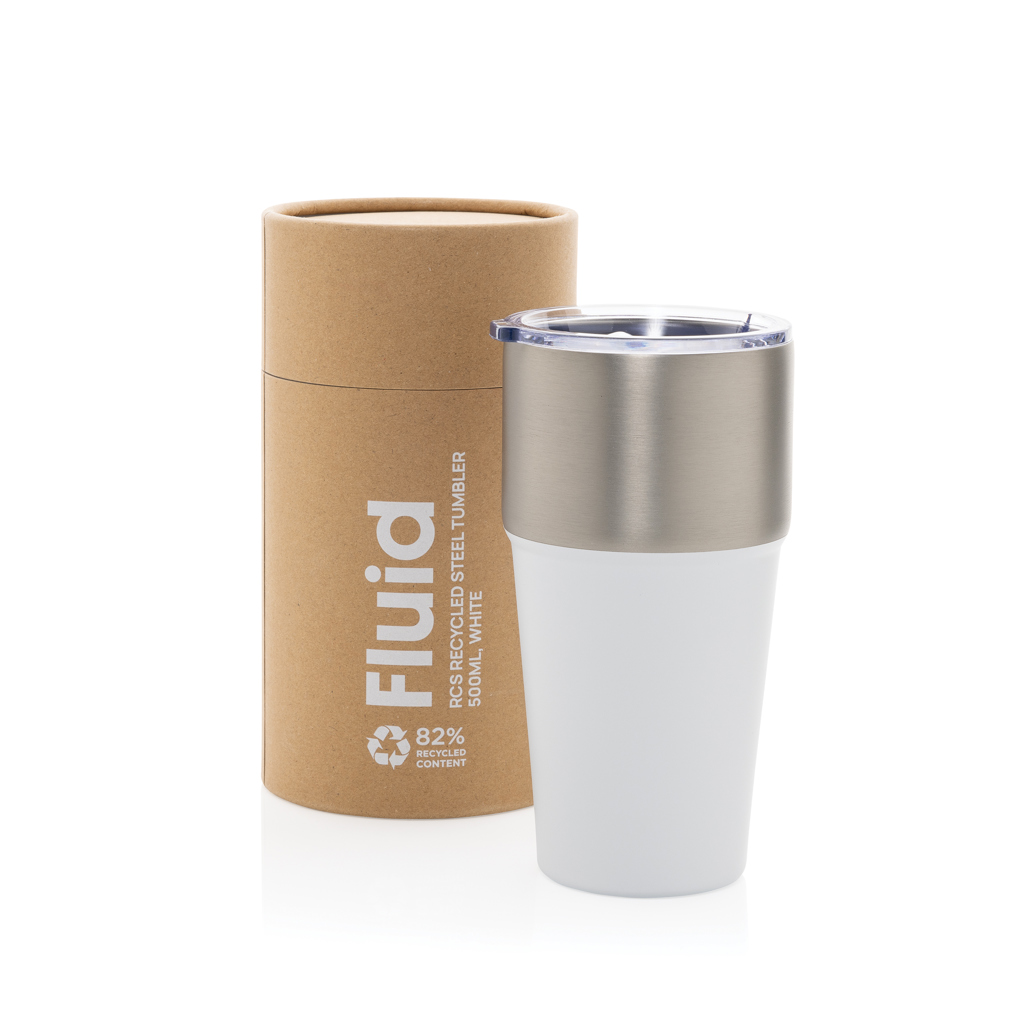 Fluid Tumbler 500 ml aus RCS-recyceltem Edelstahl, doppelwandig, mit Logo