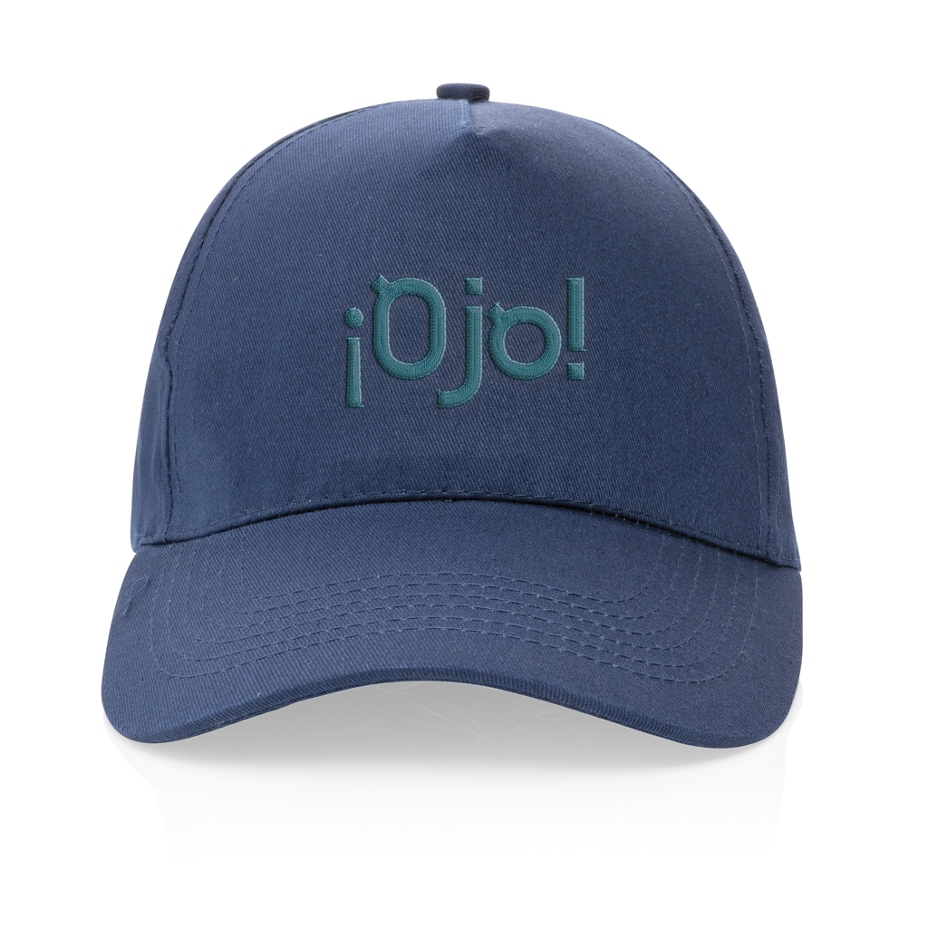 Impact 5-Panel Cap aus recyceltem Baumwoll-Polyester-Twill mit AWARE Tracer – bedruckbar Impact 5-Panel Cap aus recyceltem Baumwoll-Polyester-Twill mit AWARE Tracer – bedruckbar