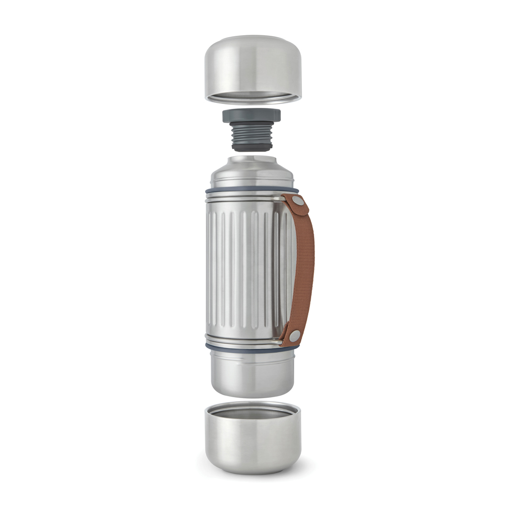 Black+Blum Explorer Flasche Duo 1L Edelstahl Vakuum mit 2 Bechern – mit Logo veredelbar