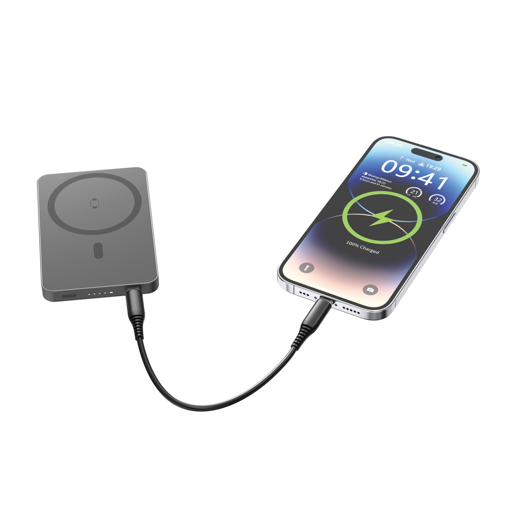 Urban Vitamin Marin Magnet-Powerbank 5.000 mAh, 15 W kabellos – mit Logo gravierbar