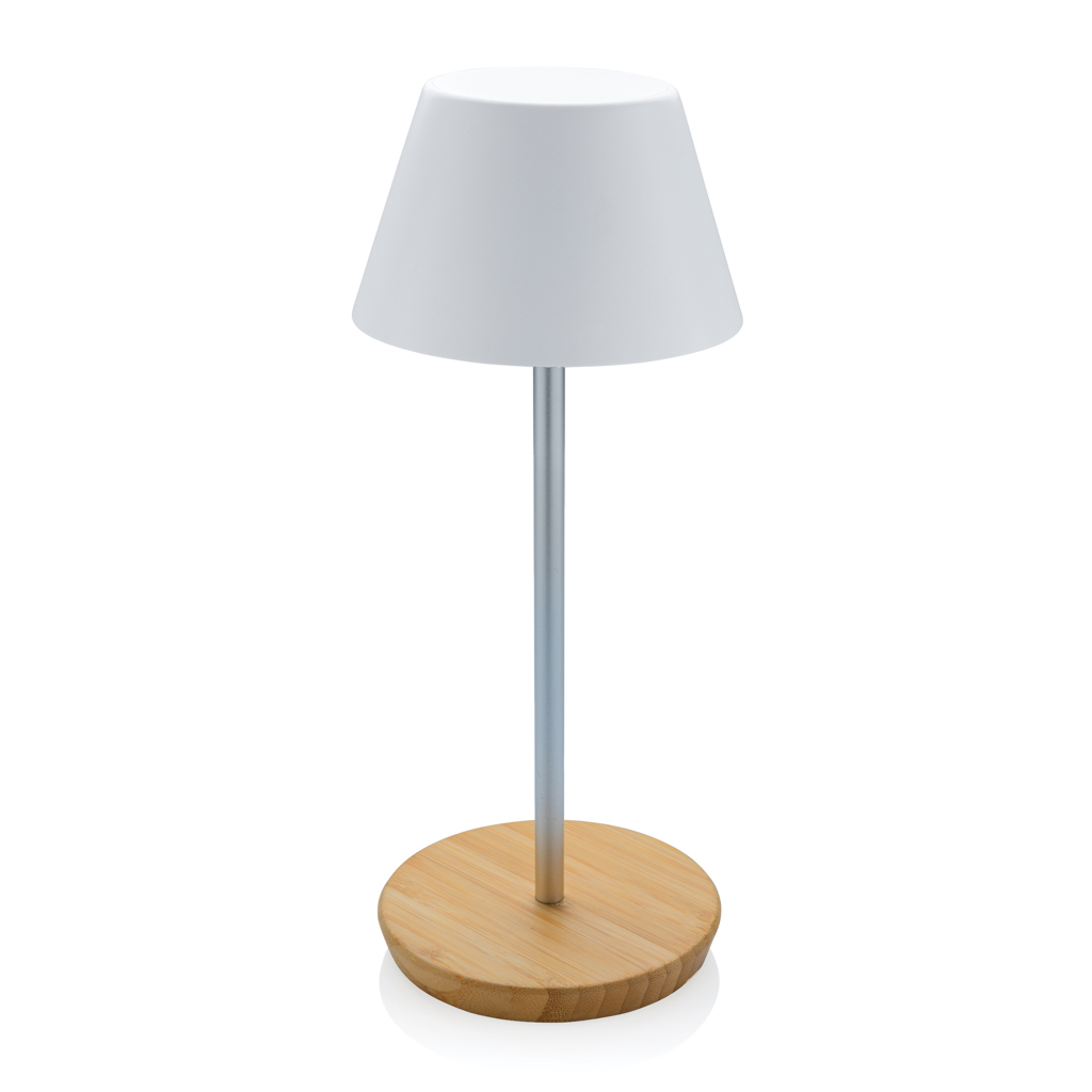 Pure Glow USB-Tischleuchte aus 40% recyceltem ABS und FSC-Bambus, dimmbar