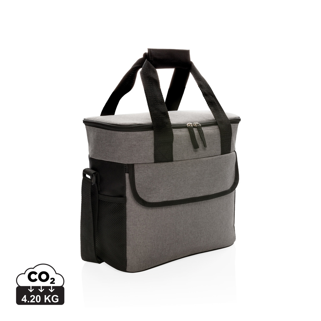 XD Collection Große Kühltasche 600D Polyester für 20 Dosen, grau, mit Logo bedruckbar XD Collection Große Kühltasche 600D Polyester für 20 Dosen, grau, mit Logo bedruckbar