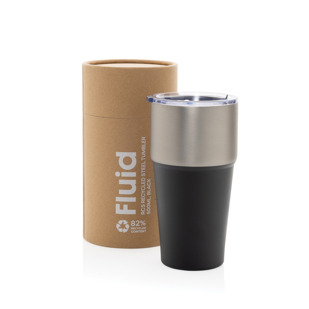 Fluid Tumbler 500 ml aus RCS-recyceltem Edelstahl, doppelwandig, mit Logo