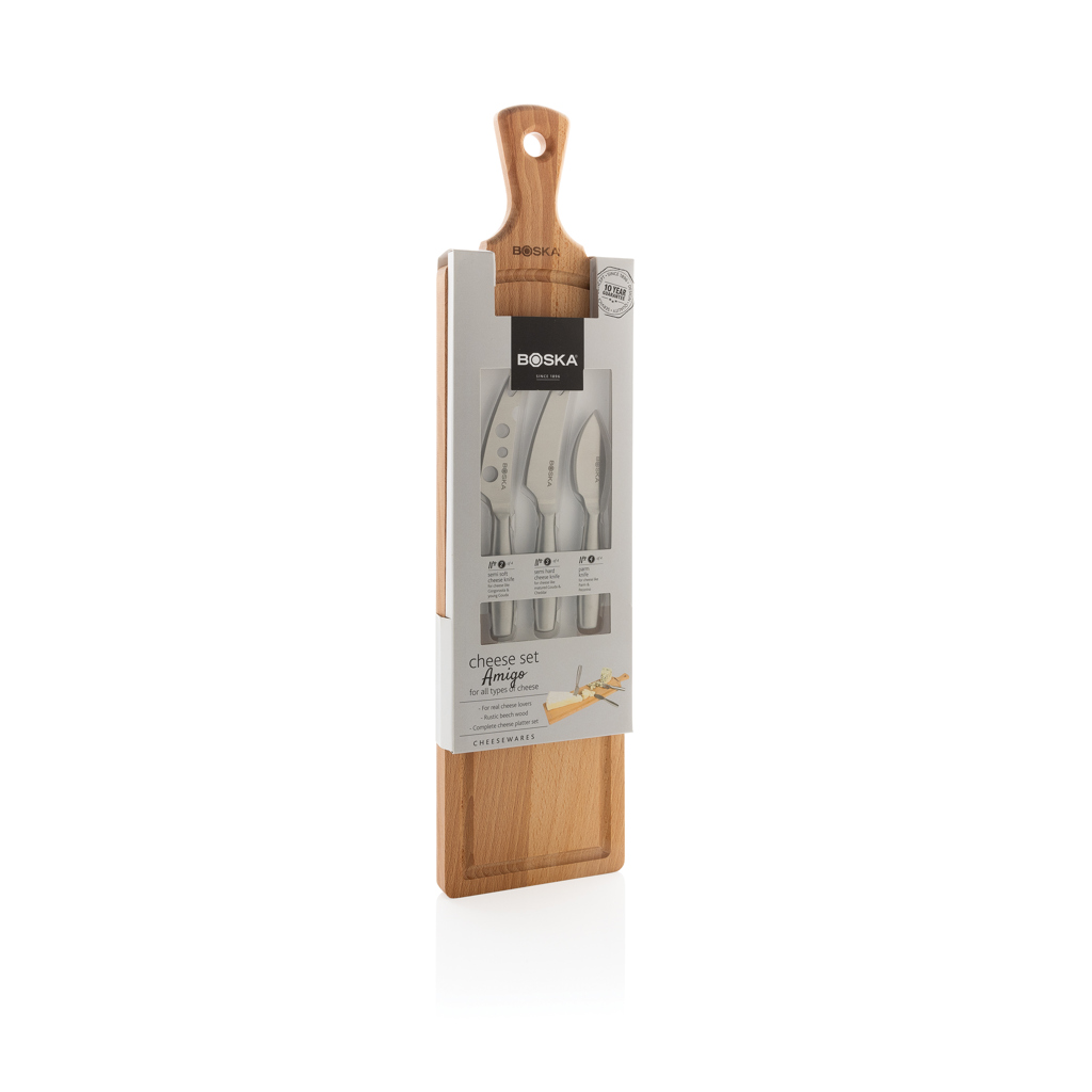 BOSKA Käse-Set Amigo mit Buchenholzbrett – bedruckbar mit CO2-Gravur BOSKA Käse-Set Amigo mit Buchenholzbrett – bedruckbar mit CO2-Gravur