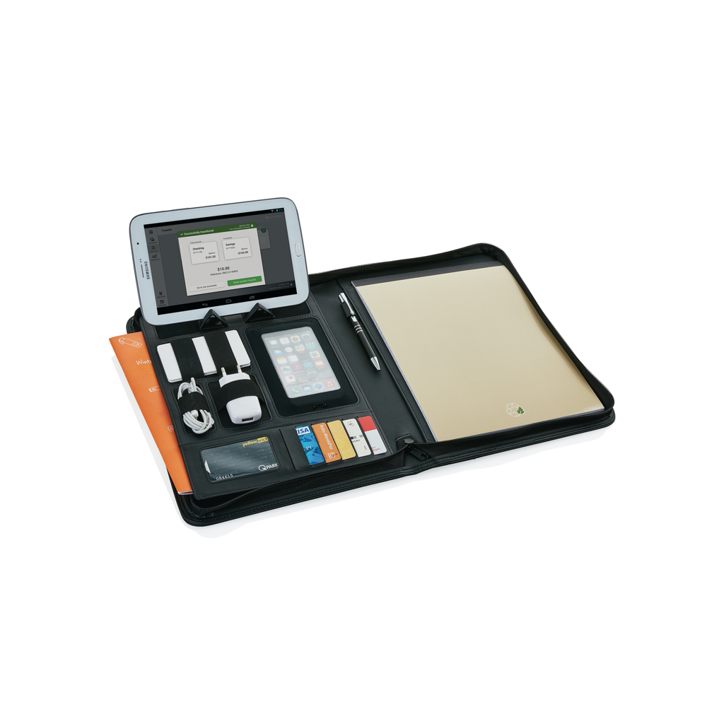 XD Collection A4 Tech Portfolio mit Reißverschluss, Tablethalter und Notizblock XD Collection A4 Tech Portfolio mit Reißverschluss, Tablethalter und Notizblock
