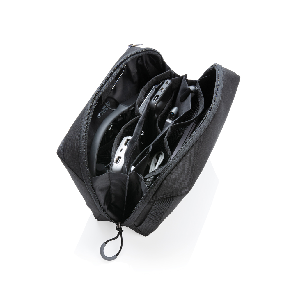 Swiss Peak AWARE Tech-Pouch aus recyceltem PET, schwarz