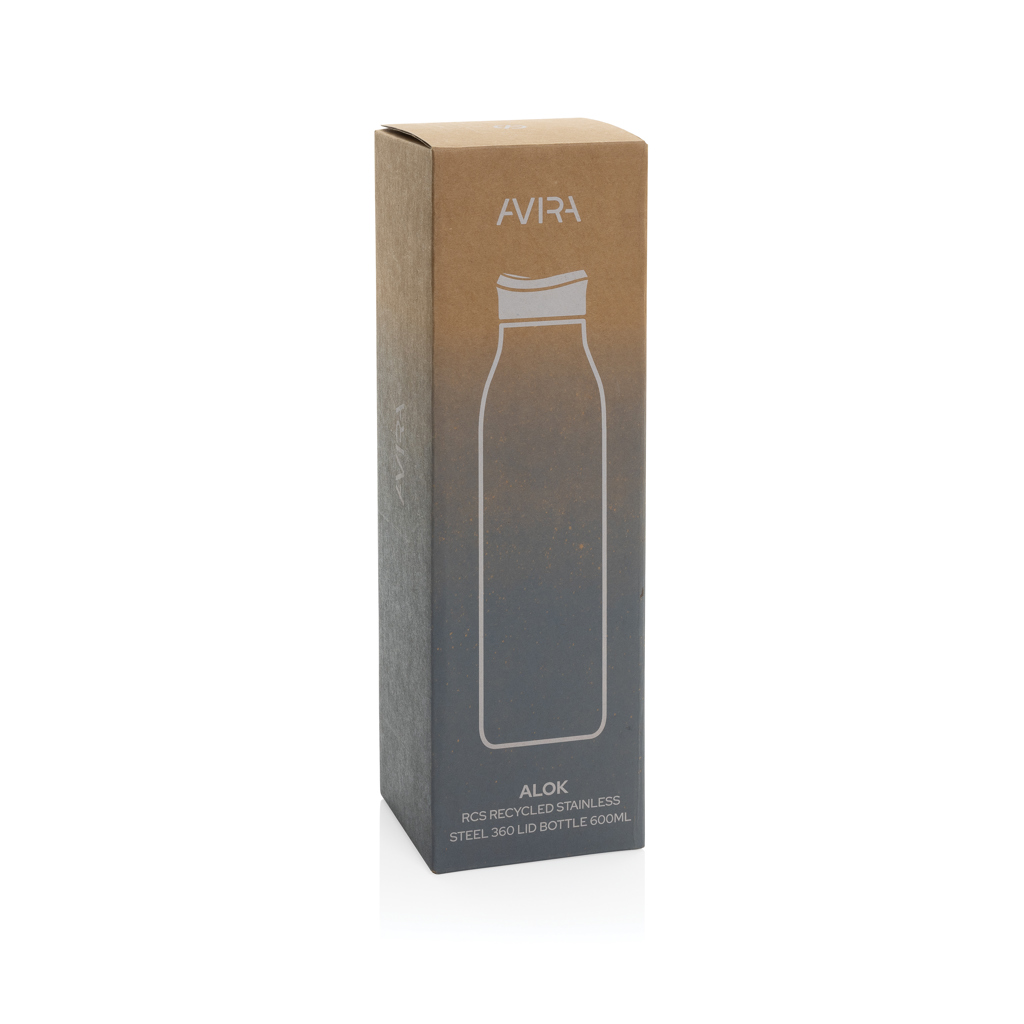 Avira Alok 360 Klick-Trinkflasche 600 ml aus RCS-zertifiziert recyceltem Edelstahl mit Logo bedruckbar