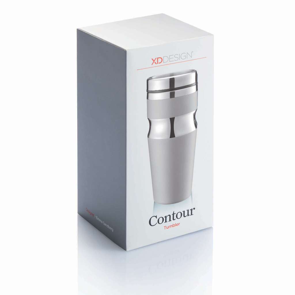 XD Design Contour Becher 350 ml Edelstahl mit PP-Deckel (bedruckbar) XD Design Contour Becher 350 ml Edelstahl mit PP-Deckel (bedruckbar)