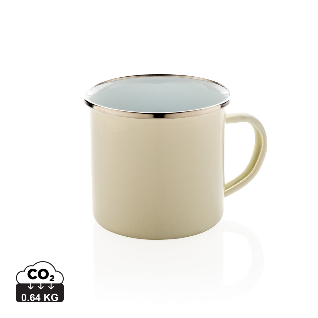 Leichter Emaille Becher 350 ml aus Kohlenstoffstahl – Weiß