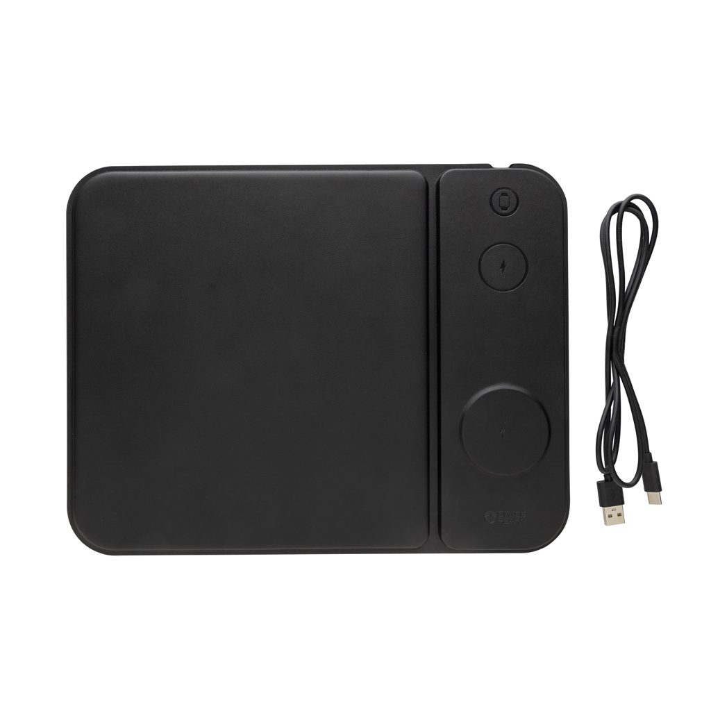 Swiss Peak 15W Lade-Mauspad in Schwarz – Premium Werbegeschenk mit Logo