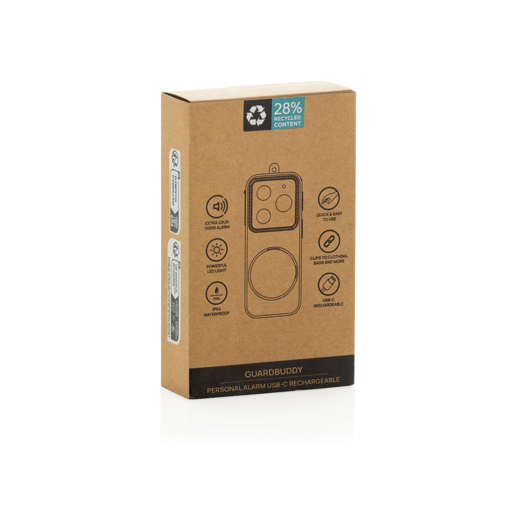 XD Collection GuardBuddy Personenalarm 150 dB mit USB-C-Akku, mit Logo bedruckbar