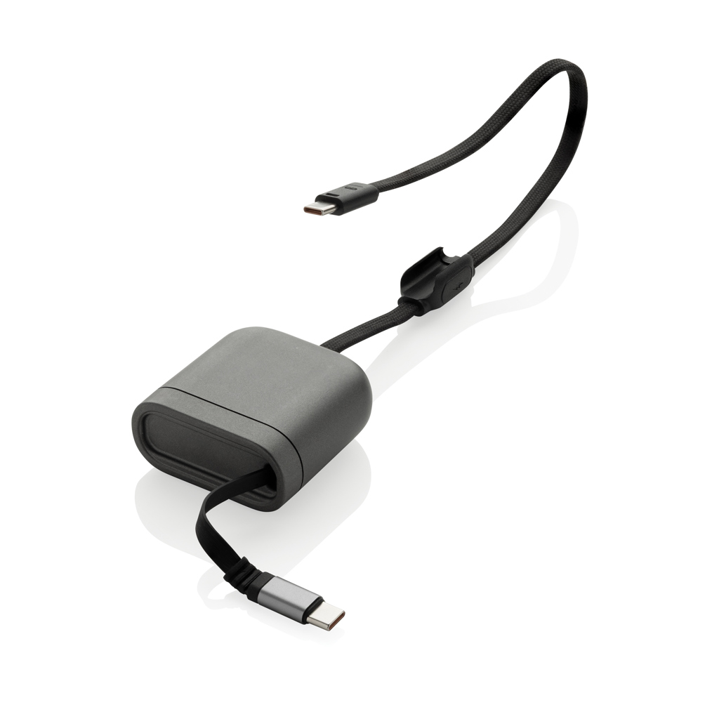 XD Xclusive Spira einziehbares USB-C-Ladekabel 100 W mit Logodruck