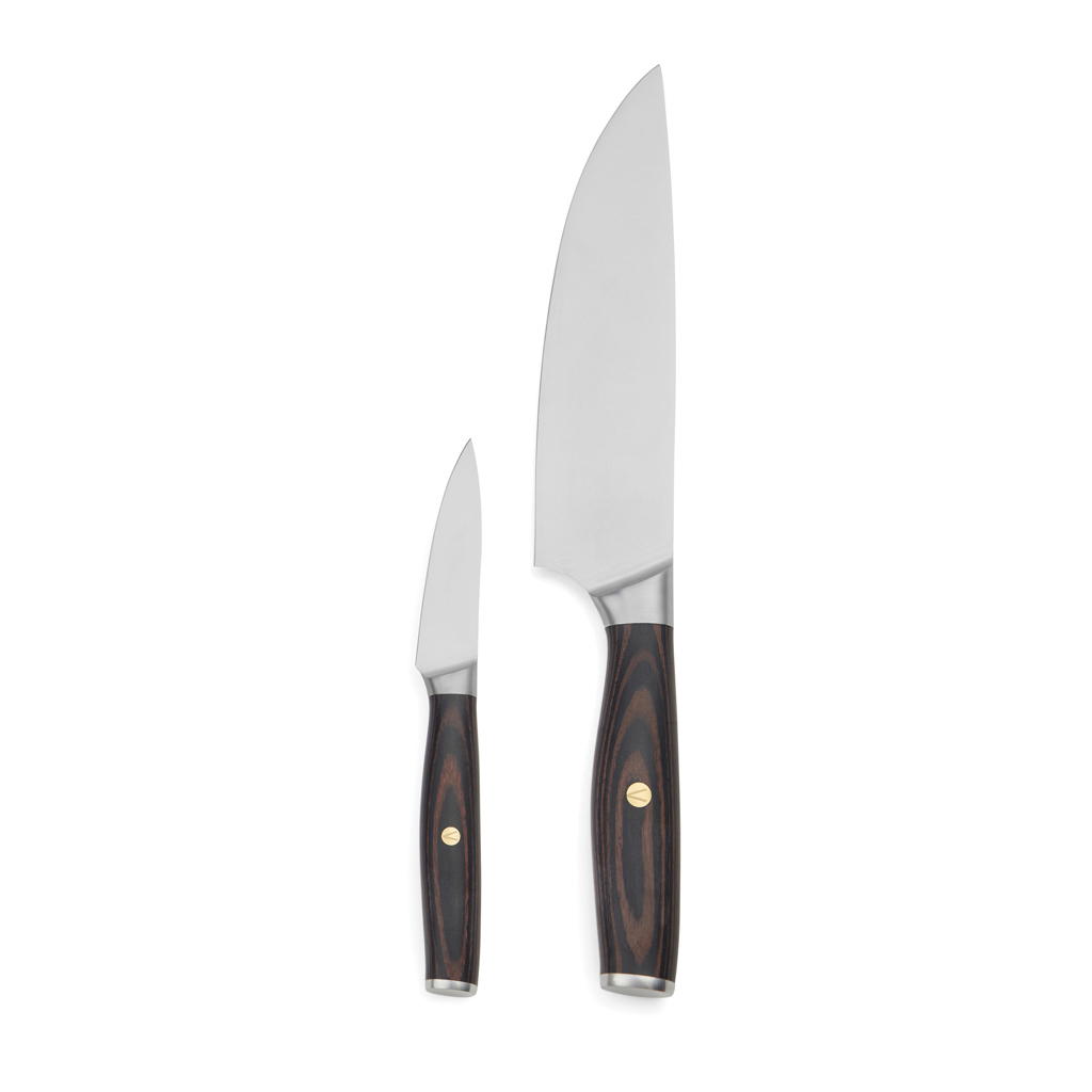 VINGA Tara Kochmesser-Set aus Edelstahl mit Pakkaholz-Griff – lasergravierbar VINGA Tara Kochmesser-Set aus Edelstahl mit Pakkaholz-Griff – lasergravierbar