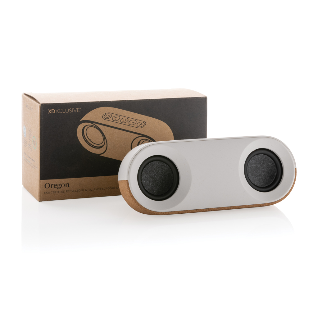 Oregon 10W Bluetooth-Lautsprecher aus FSC-Kork und RCS-recyceltem ABS Oregon 10W Bluetooth-Lautsprecher aus FSC-Kork und RCS-recyceltem ABS