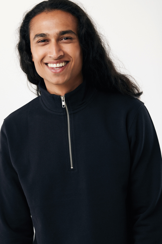 iqoniq Elgon Unisex Quarter-Zip Pullover aus 30 % recycelter & 70 % Bio-Baumwolle, 300 g/m², bedruckbar
