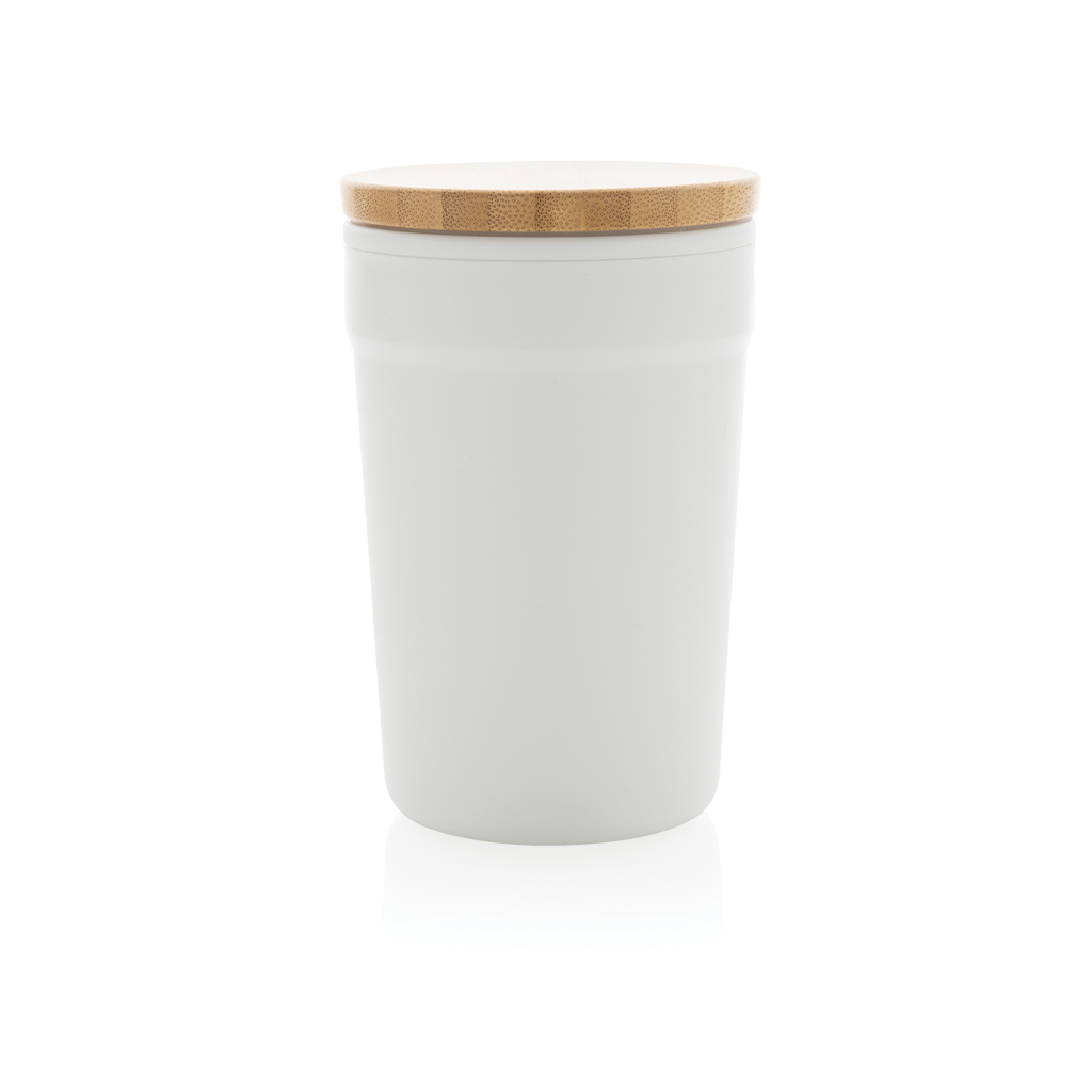 XD Collection GRS rPP-Becher mit Bambusdeckel, 300 ml — bedruckbar als Werbegeschenk XD Collection GRS rPP-Becher mit Bambusdeckel, 300 ml — bedruckbar als Werbegeschenk
